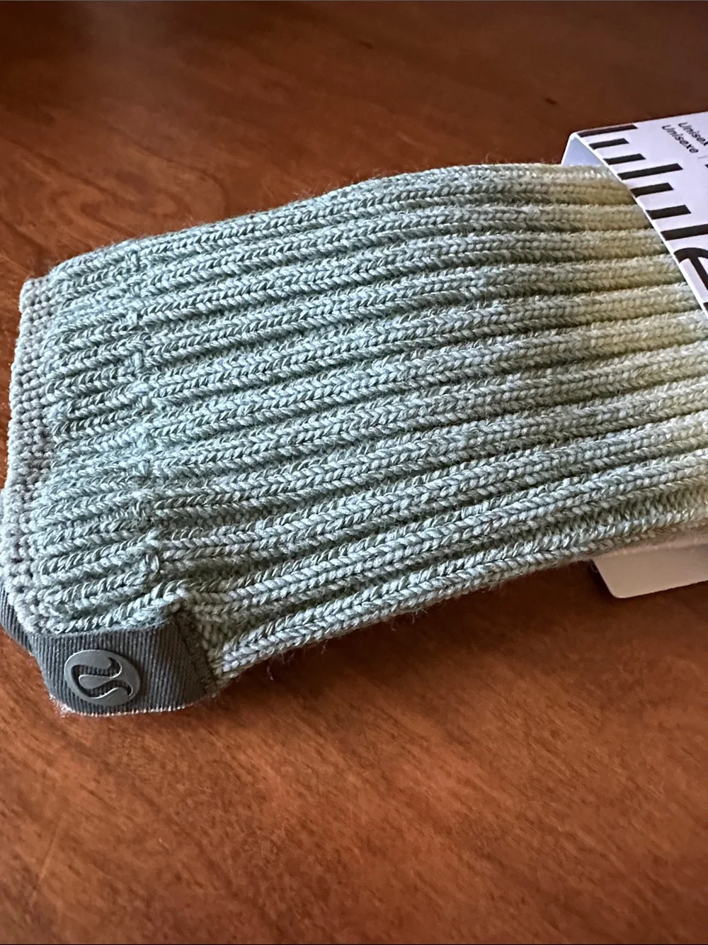 Lululemon Green and White Ribbed Ragg Crew Socks - NWT